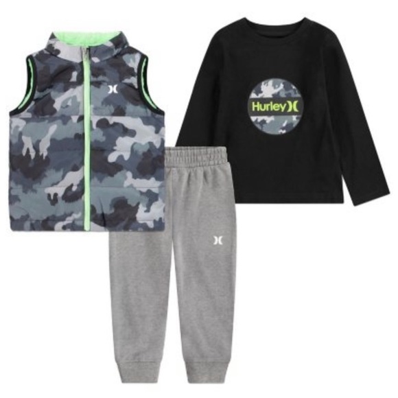 Hurley Toddler Boy 3-Piece Puffer Vest Set - Picture 1 of 5